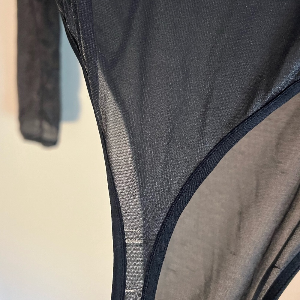 SKIMS Sheer Black Long Sleeve Bodysuit - Picture 5 of 5